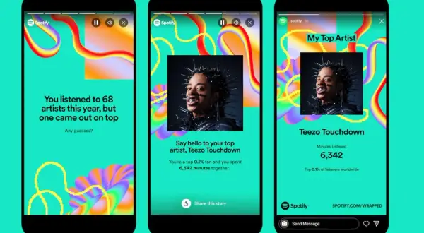 Spotify Wrapped shows a top artist, Teezo Touchdown, with 6,342 minutes listened. Don't miss your Spotify Wrapped deadline!