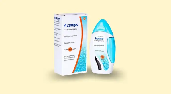 Avamys - opakowanie i atomizer z aerozolem do nosa, zawierające flutikazon furoinian. Pomoc w walce z alergią.