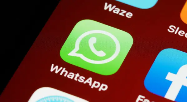 Ikona WhatsApp na ekranie telefonu. Możesz wysłać ankietę WhatsApp, aby zebrać opinie.