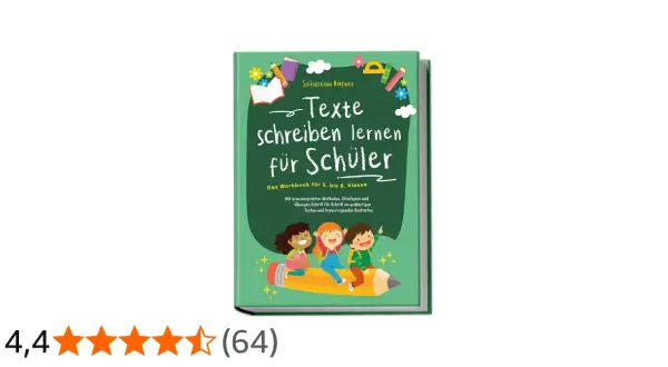 Ein Buch mit dem Titel "Texte schreiben lernen für Schüler", das Kindern hilft, wie man schreibt.