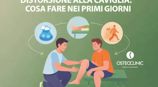 Un fisioterapista aiuta un paziente con caviglie deboli. Illustrazione mostra ghiaccio, bendaggio e camminata.