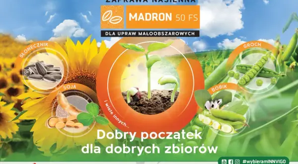 Jaka zaprawa do zboża najlepsza? MADRON 50 FS to dobry początek dla dobrych zbiorów słonecznika, soi, bobiku, grochu i wielu innych upraw.