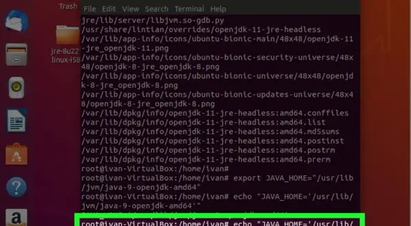 Terminal Ubuntu : configuration de JAVA_HOME pour installer Java 8.