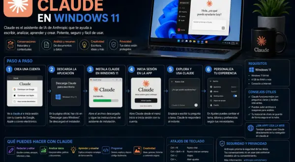Guía para instalar Claude en Windows 11: crea cuenta, descarga app, instala, inicia sesión y personaliza tu experiencia.
