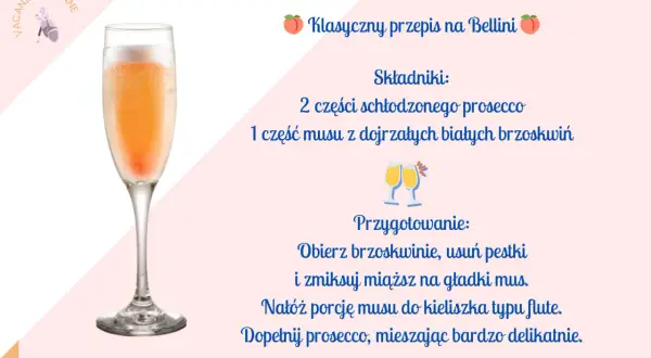Eleganckie kieliszki z orzeźwiającym prosecco z brzoskwiniami, idealne na letnie popołudnie.