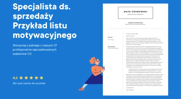 Szablon listu motywacyjnego dla specjalisty ds. sprzedaży, kod zawodu: kierownik sprzedaży.