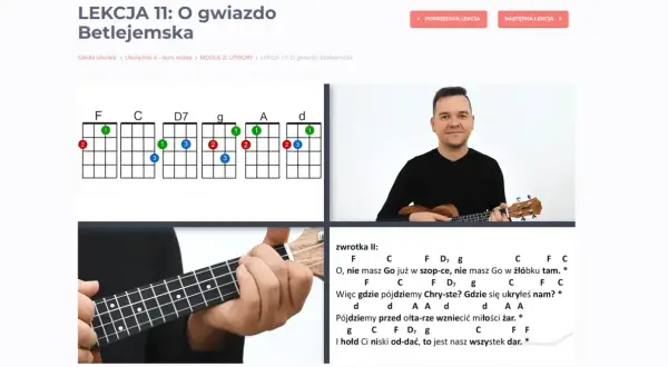 Chwyty do piosenki "O gwiazdo Betlejemska" na ukulele. Nauka gry z lekcji.
