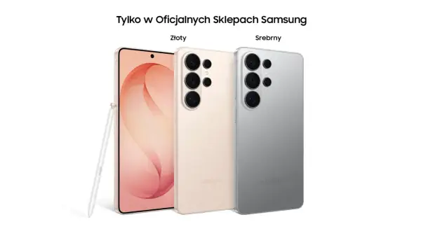 Złoty i srebrny Samsung Galaxy S26 z rysikiem. Dostępne tylko w oficjalnych sklepach Samsung.