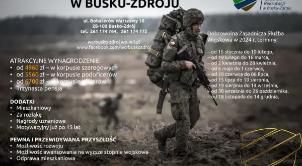 Chcesz wiedzieć, jak dostac sie do wojska? Rekrutacja w Busku-Zdroju oferuje atrakcyjne wynagrodzenie, dodatki i pewną przyszłość. Sprawdź terminy służby.