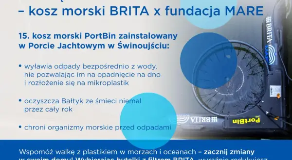 Kosz morski PortBin wyławia śmieci z Bałtyku, chroniąc organizmy morskie przed odpadami i zapobiegając powstawaniu mikroplastiku.