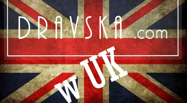 Dra vska.com i UK na tle flagi Wielkiej Brytanii. Odkryj tradycje w Wielkiej Brytanii.