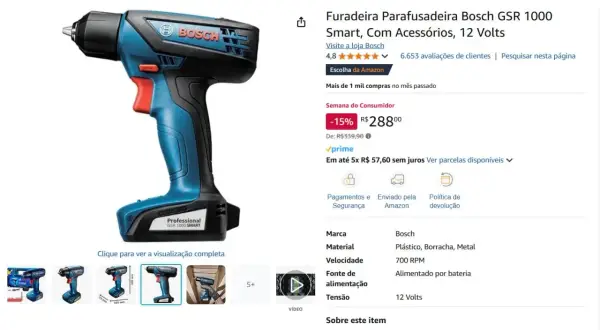 Niebiesko-czarna zakrętarka udarowa Bosch GSR 1000 Smart. Czy zakrętarka udarowa można wiercić? Tak, to urządzenie jest wszechstronne.