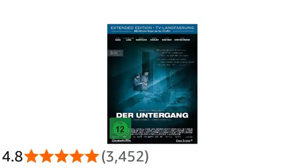 DVD-Cover von "Der Untergang" mit Bruno Ganz. Die erweiterte TV-Langfassung ist in der Mediathek verfügbar.