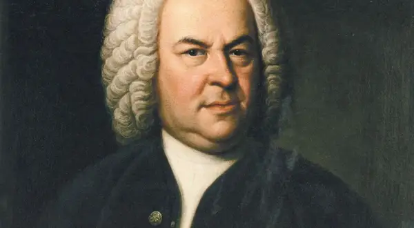 Portret Johanna Sebastiana Bacha, jednego z najwięksi kompozytorzy wszechczasów, w peruce i stroju z epoki.