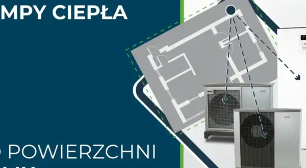 Jak dobrać moc pompy ciepła? Schemat domu z dwoma jednostkami zewnętrznymi i liniami wskazującymi ich działanie.