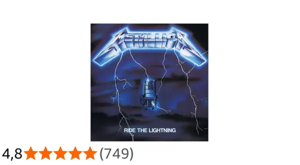 Okładka albumu Metallica "Ride the Lightning" z krzesłem elektrycznym i piorunami. Utwory z tej płyty to klasyka.