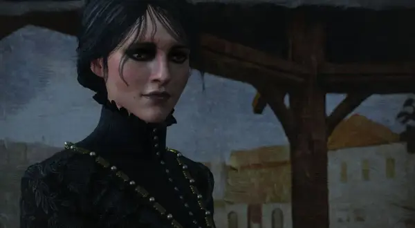 Yennefer z Vengerbergu, w czarnej sukni z pereł i złota, patrzy z nadzieją na przyszłość. Czy w Wiedźmin 3 żyli długo i szczęśliwie?