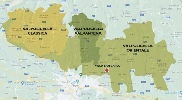 Valpolicella: Classica, Valpantena e Valpolicella Orientale, zone vinicole vicino a Verona.