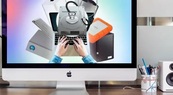 Festplatte wird nicht erkannt? Diagnose von externen Laufwerken und Laptops mit Stethoskop-Symbol.