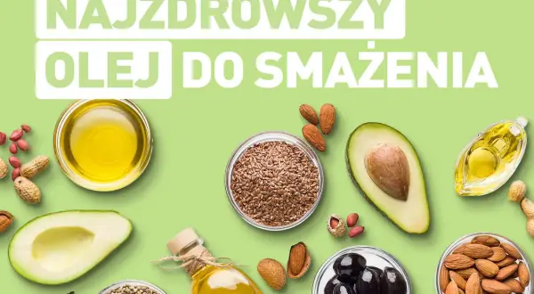 Naczynia z olejami, awokado, oliwkami, migdałami, siemieniem lnianym i innymi nasionami.