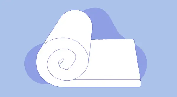 Illustration showing a rolled-up memory foam mattress, hinting at how to deflate memory foam mattress for storage or transport.