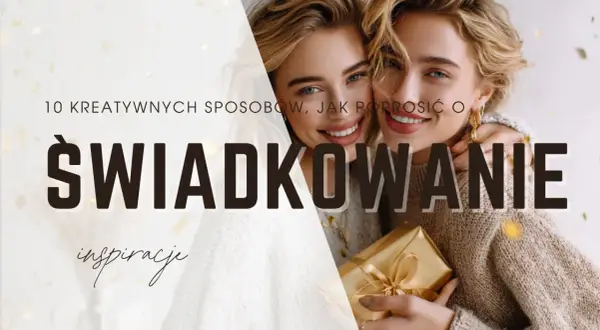 Dwie uśmiechnięte kobiety, jedna z prezentem. Inspiracje, jak poprosić o świadkowanie.