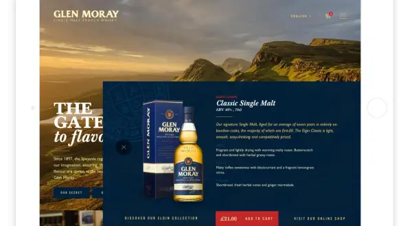 Un flacon de whisky Glen Moray Elgin Classic sur un site web. Avis sur le Glen Moray whisky.