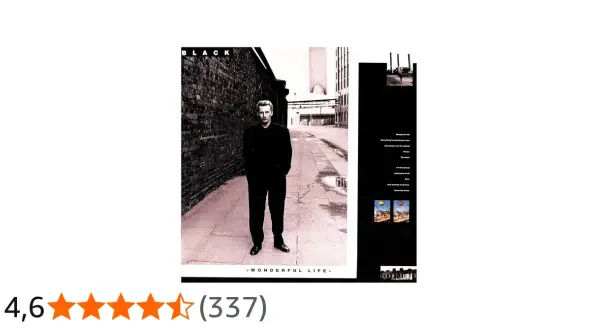Okładka albumu "Wonderful Life" zespołu Black. Mężczyzna w czarnym garniturze stoi na ulicy.