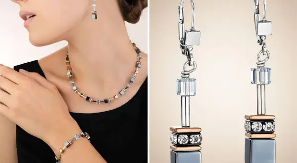 Biżuteria z kryształami Swarovski, naszyjnik i bransoletka w odcieniach błękitu i szarości, niczym serce oceanu.