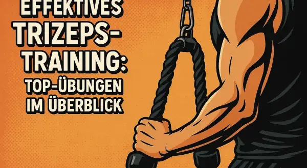 Effektives Trizeps-Training: Top-Übungen im Überblick. Ein Mann trainiert seine Trizeps Muskeln mit einem Seilzug.