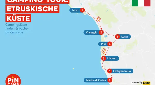 Camping-Tour entlang der Etruskischen Küste: Lerici, Viareggio, Lucca, Pisa, Livorno, Castiglioncello, Marina di Cecina. Tolle Toskana Tipps für Camper!