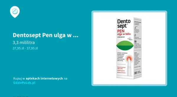 Opakowanie Dentosept Pen z aplikatorem, ulga w bólu zęba.