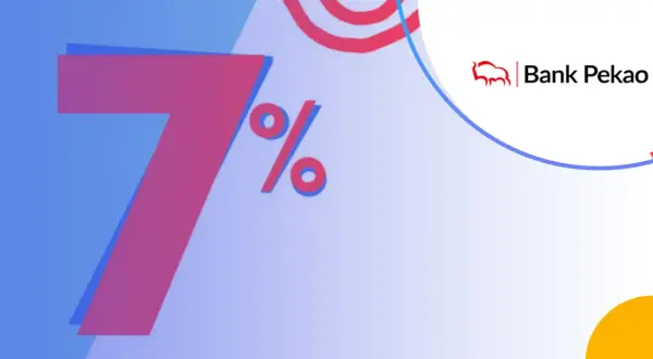 Bank Pekao S.A. oferuje atrakcyjne oprocentowanie lokat. Duża cyfra 7% sugeruje korzystne warunki.