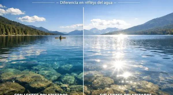 Vergleich: Mit polarisierten Sonnenbrillen ist das Wasser klar, ohne sind die Reflexionen blendend.