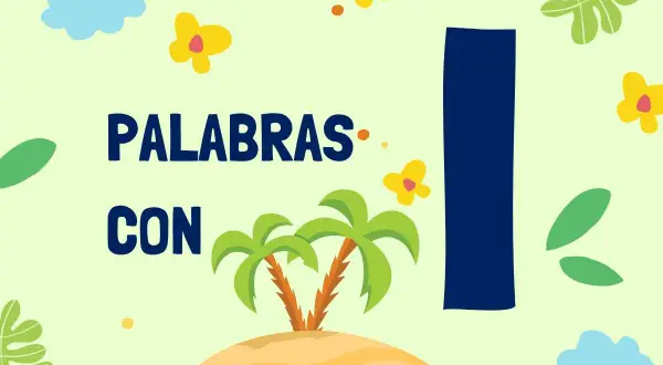 Isla, iguanas, insectos... ¡muchas cosas que empiezan por i! Un diseño divertido con palmeras y flores.