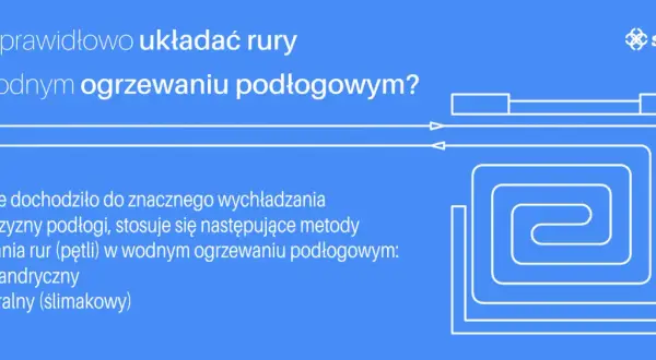 Projektowanie ogrzewania podłogowego: schemat układania rur w pętlach meandrycznych i spiralnych dla efektywnego rozprowadzania ciepła.