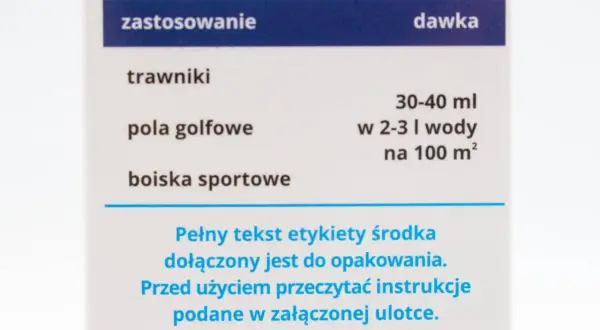 Starane 333 EC dawkowanie na trawnik: 30-40 ml na 100 m². Instrukcja stosowania na pola golfowe i boiska sportowe.