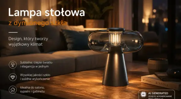 Elegancka lampa stołowa z dymionego szkła, tworząca ciepły klimat. Wysokiej jakości szkło i solidne wykończenie.
