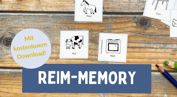 Reim-Memory-Karten für die Grundschule mit Pferd, Kuh und Herd. Kostenloser Download!