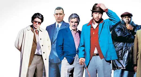 Rollistan i Snatch: Benicio del Toro, Vinnie Jones, Jason Statham, Brad Pitt, Jason Flemyng, Dennis Farina och Rade Šerbedžija.