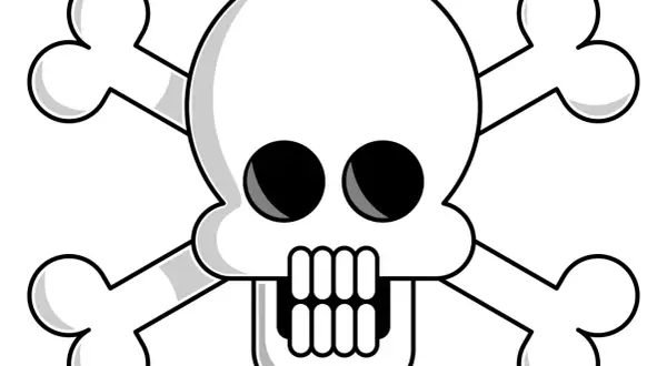 Teschio da colorare e stampare, pronto per avventure piratesche.