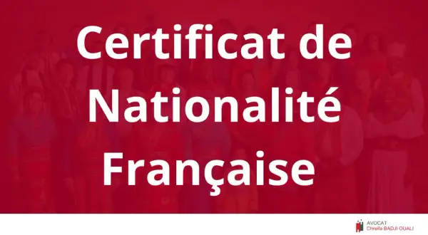 Certificat de Nationalité Française. Ce document est essentiel pour le fichier national des naissances, attestant de l'identité et de l'appartenance à la nation.