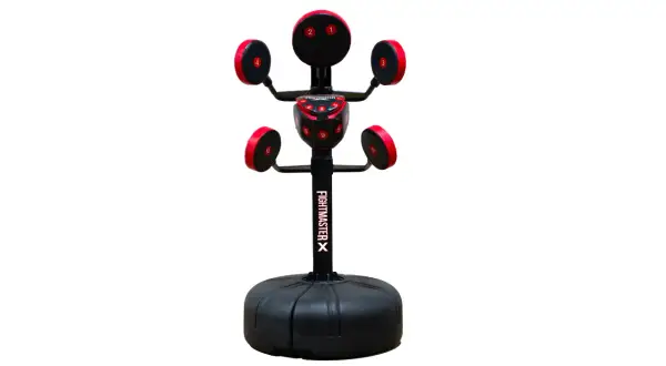 A Fightmaster X boxing trainer, perfect for practicing your punch. It has multiple numbered targets for varied training.