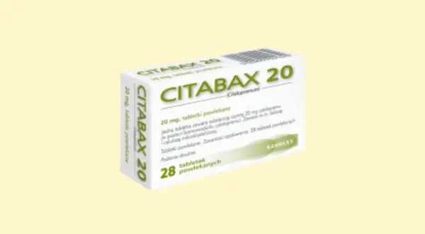 Opakowanie leku **Citabax** 20 mg, zawierające 28 tabletek powlekanych.