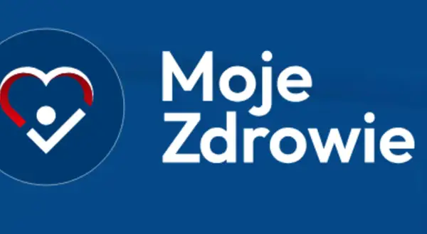 Logo "Moje Zdrowie" z symbolem serca i haczykiem, zachęcające do profilaktyki 40 plus.