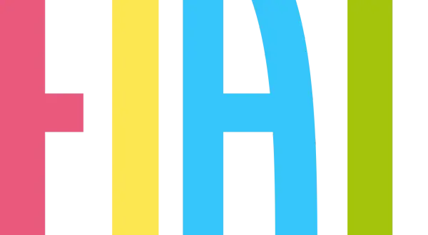 Kolorowe litery FIAT, symbol włoskiej motoryzacji.