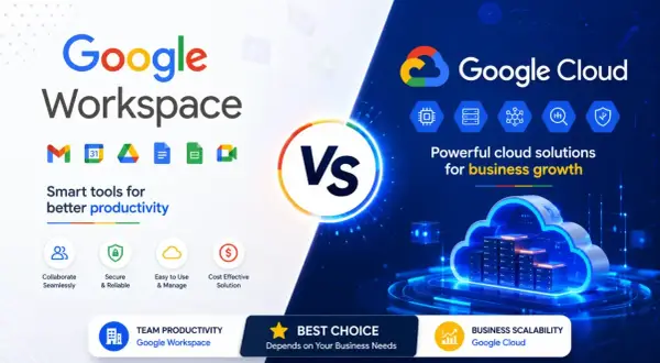 Google Workspace vs Google Cloud: Smart tools for productivity vs. powerful cloud solutions for business growth.