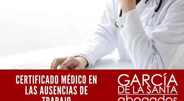 Médico con estetoscopio y teclado, listo para emitir un justificante de asistencia médica. García de la Santa abogados.