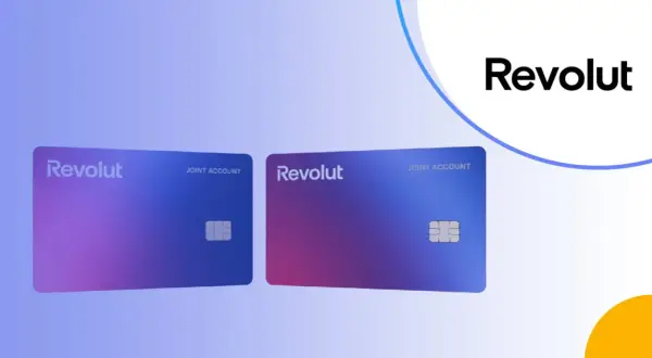 Dwie karty Revolut z napisem "JOINT ACCOUNT" i logo. Dowiedz się, jak płacić Revolutem.