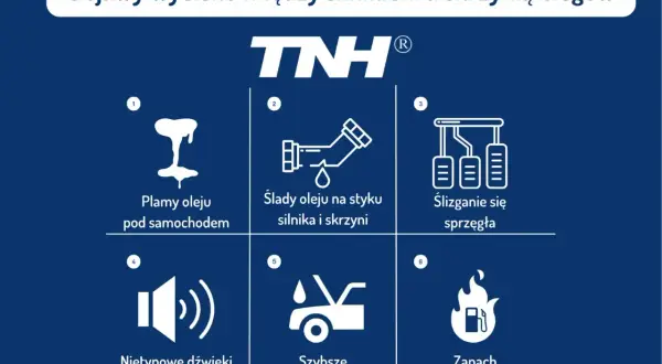 Objawy wycieku oleju ze skrzyni biegów manualnej: plamy pod autem, ślady oleju, ślizganie sprzęgła, nietypowe dźwięki, szybsze ubywanie oleju, zapach spalonego oleju.
